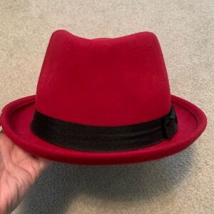 Forever 21 Small Red Women's Fedora with Black Trim NWT